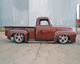 Brown 1955 Ford Pickup Truck Diamond Painting