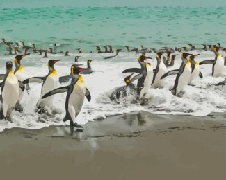 Penguins Birds On The Beach Diamond Painting