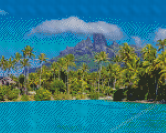 Tahiti Bora Bora Island Palm Trees Diamond Painting