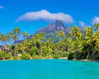 Tahiti Bora Bora Island Palm Trees Diamond Painting